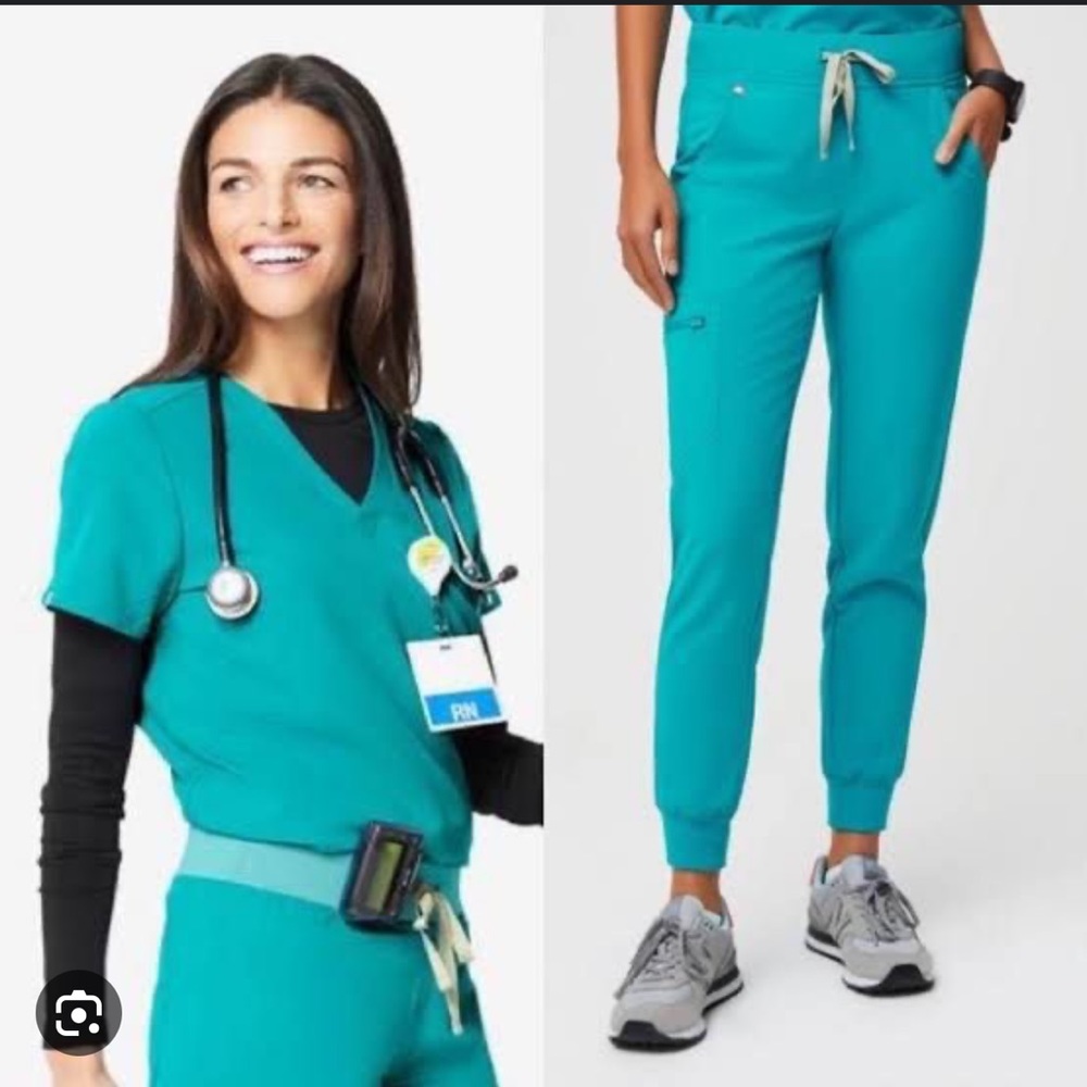 FIGS Teal SET Catarina top Zamora Joggers Women’s small EUC